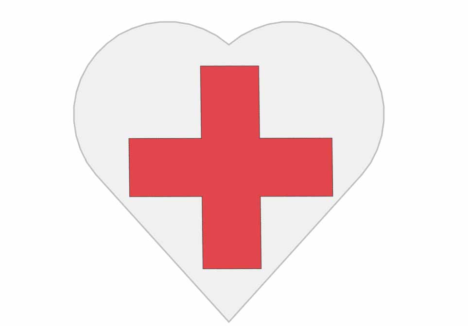 Sort-hvitt grafikk av et kors inni et hjerte